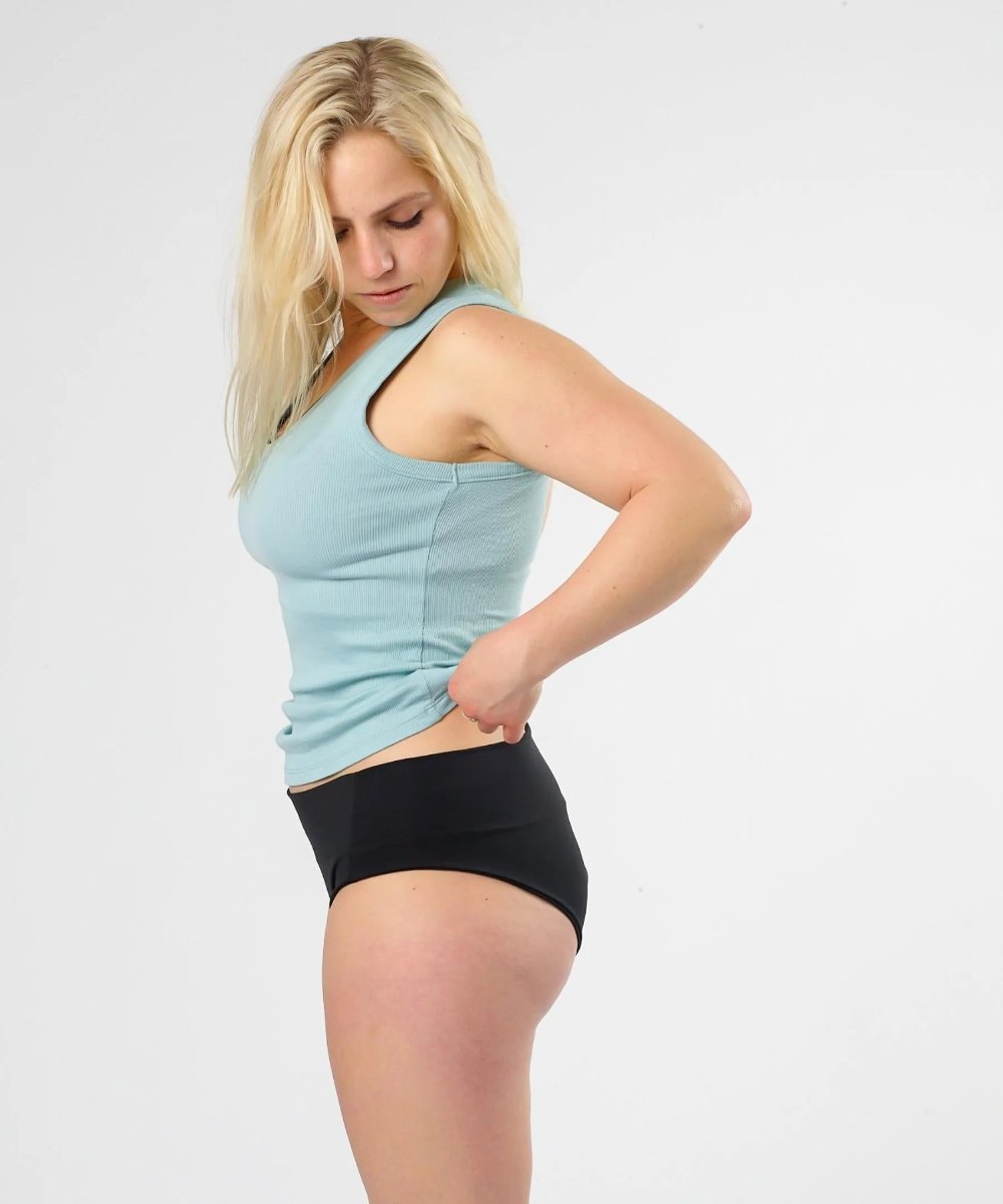 Side view of woman in VieWear Period Comfort Underwear
