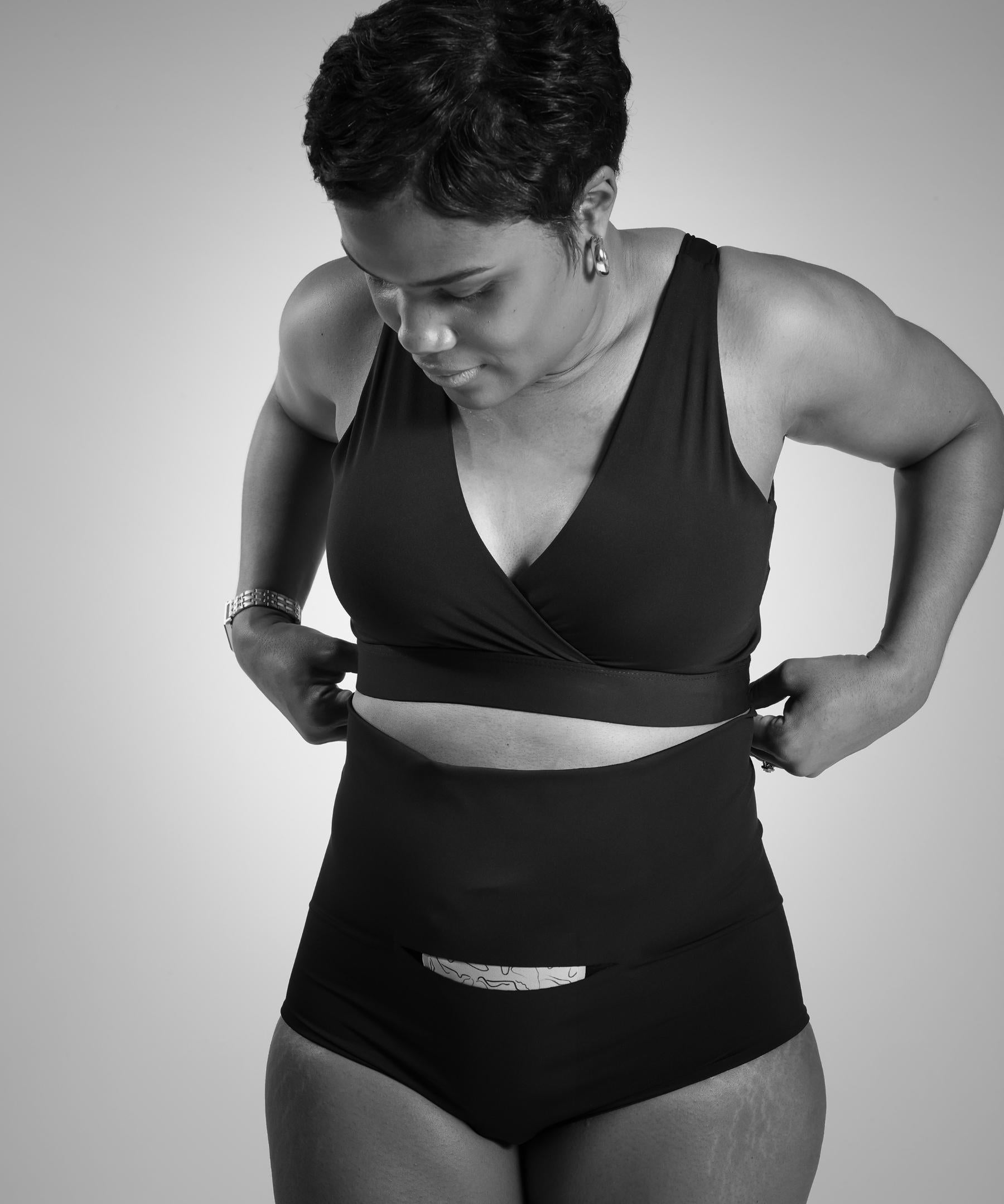 Woman wearing Fourthwear Postpartum Recovery Underwear and Bralette