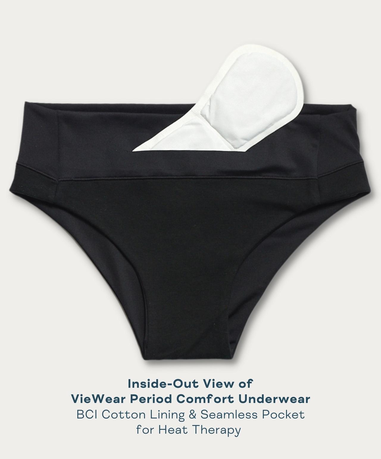 Nyssa Uterine Heat Press in Interior Pocket of VieWear Period Comfort Underwear