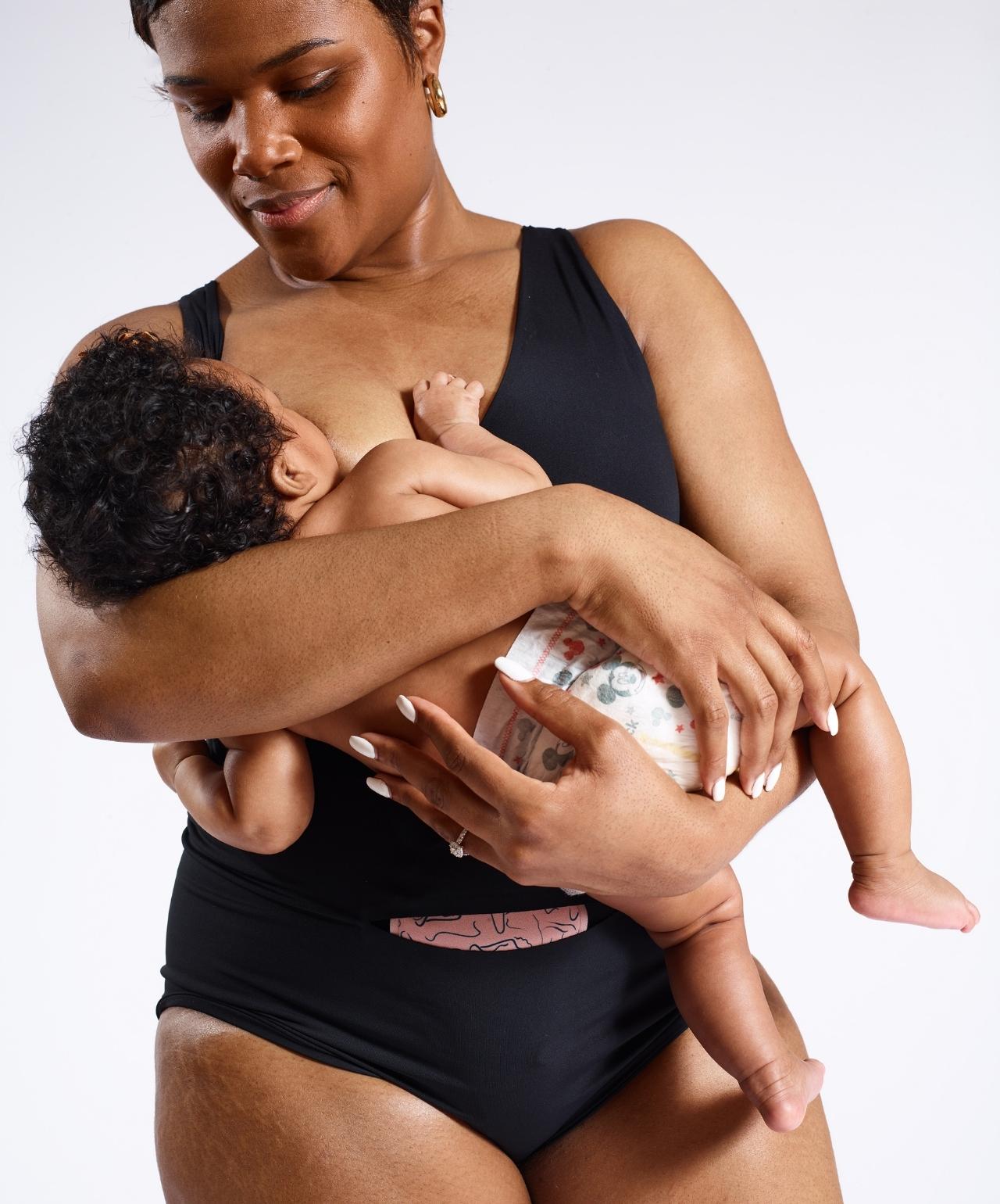Model nursing in Nyssa Postpartum Recovery Bralette
