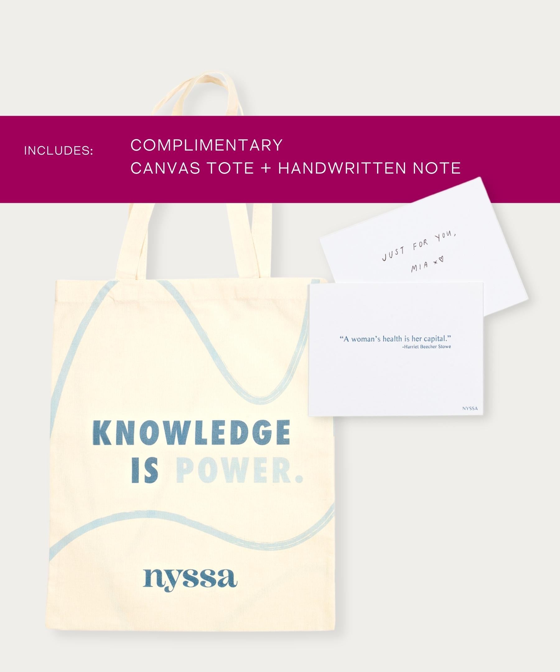 Knowledge Is Power Tote and Handwritten Note